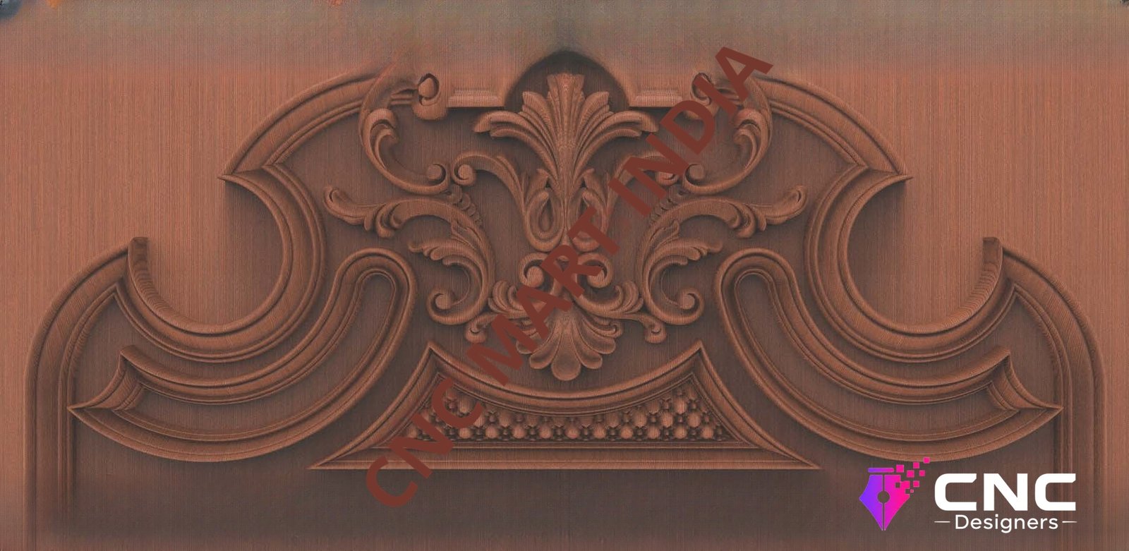 Beds & Sofa - BS-108 Elegant Ornate Headboard Crest Relief Carving 3D Model